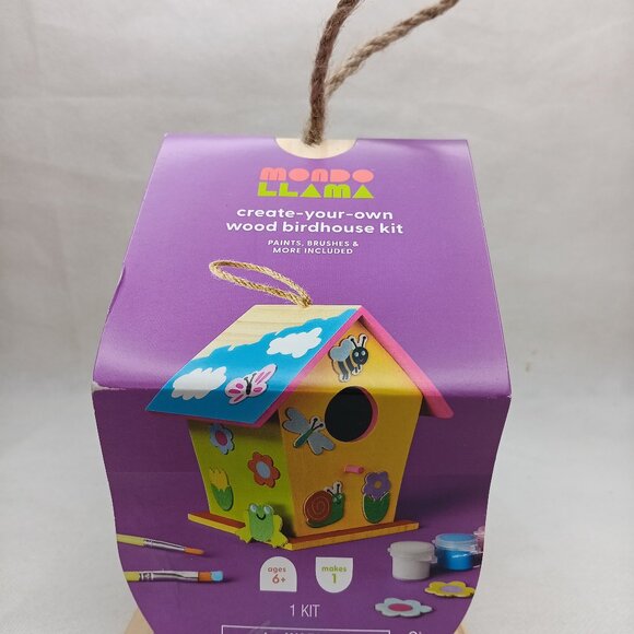 MONDO LLAMA: Paint Your Own Wood Birdhouse Kit new - Picture 1 of 9